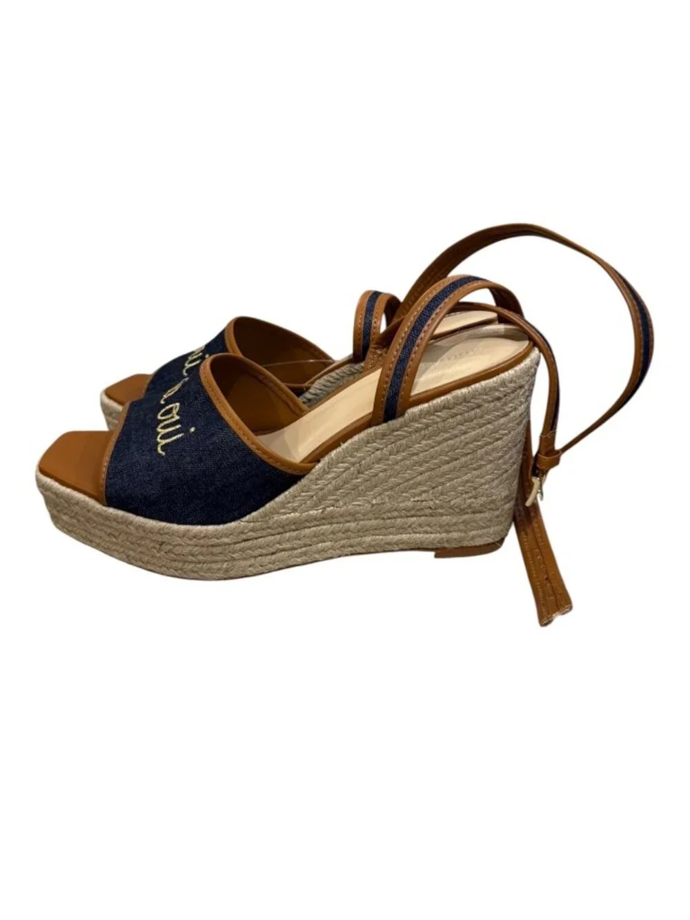 Cinq À Sept Jesse Canvas Espadrille Wedge Sandals Size 41 New